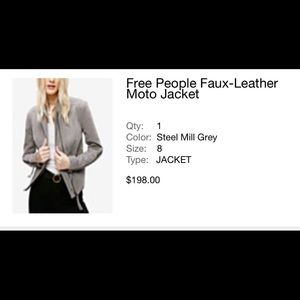 Free People Faux Leather Moto Jacket Grey